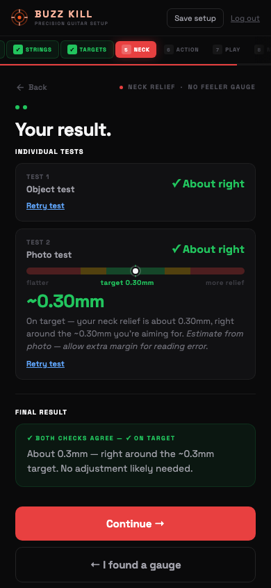 Buzzkill neck relief result screen